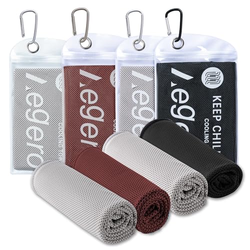 4Pack Cooling Towel 40"x12" Cooling Neck Wraps,Soft Breathable ChillyTowel | IceTowel, Microfiber Towels for Yoga, RunninGym, Camping, Fitness, Workout & More Activities - color: Black/Grey/Brown/Deep Grey