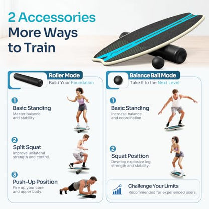 Sportneer Balance Board - 7 Mode Wobble Board with Roller & Ball - color: Sky Blue