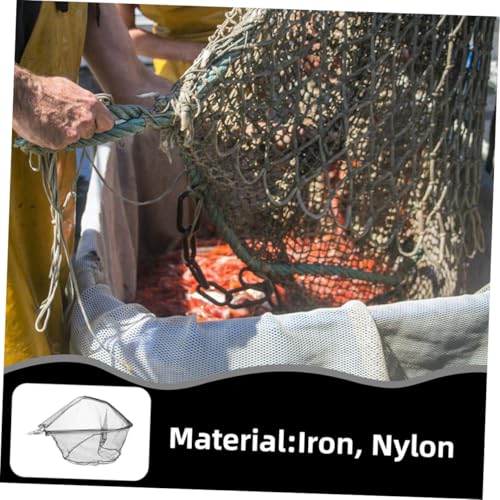 2pcs Foldable Collapsible Fishing Landing Net Heads Stainless Steel Solid Triangular Mesh Replacement for Kayak Freshwater Fish Catching Net Diameter 50cm Depth 30cm Without Handle