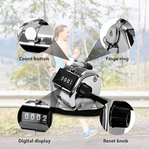 6 Pack Clicker Counter, Hand Tally Counters, 4 Digit Display Clicker - color: Silver Color