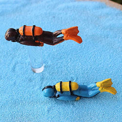 Blue Miniature Divers Figurines, Cute Lifelike Resin Divers Treasure Box Ornament Aquarium Decoration Micro Landscape DIY Accessories Fish and Aquatic Pets(Diver)
