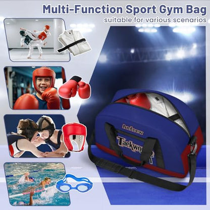 Custom Name Taekwondo Karate Duffle Bag for kids Boy Girls - Personalized Martial Arts Gear Bag, Water-Resistant Sparring Equipment Bag, Taekwondo Navy Red - color: Taekwondo Navy Red