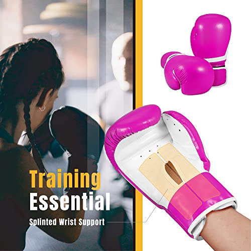 Flexzion Boxing Sparring Training Gloves Pro Muay Thai Kickboxing Heavy Bag Punching Mitts Wrist Wrap Full Contact Combat Sport Protective Hand Gear Martial Art Supply for Women & Teens, 10Oz - color: Pink