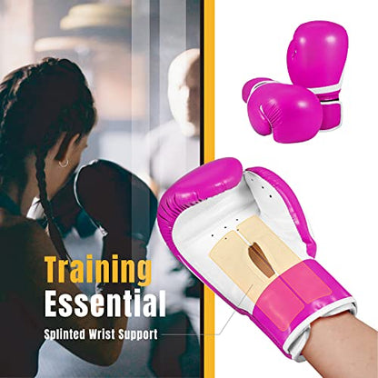 Flexzion Boxing Sparring Training Gloves Pro Muay Thai Kickboxing Heavy Bag Punching Mitts Wrist Wrap Full Contact Combat Sport Protective Hand Gear Martial Art Supply for Women & Teens, 10Oz - color: Pink