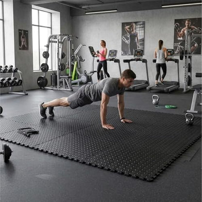 BalanceFrom Puzzle Exercise Mat 3/4-inch Thick, EVA Interlocking Foam Floor - color: Black, style: 3/4" Thick, 96 Square Feet