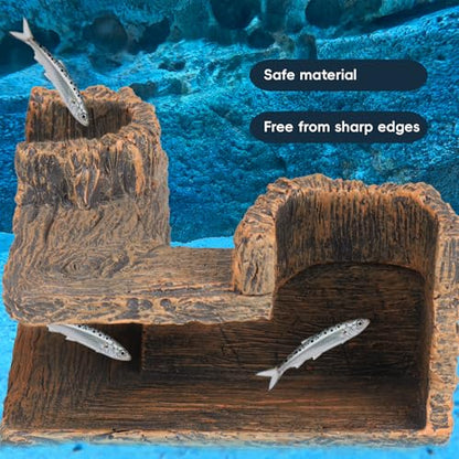 Fish Tank Corner Underground Hideout Cave Decor for Fish Shrimp Hiding Breeding, Aquarium Resin Decorations,Stump Style - style: Stump