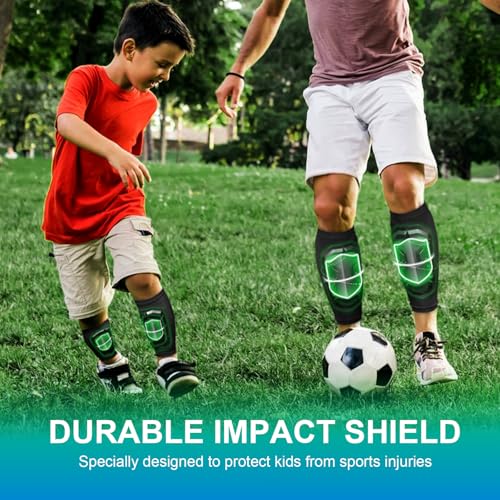 Soccer Shin Guards with Sleeves for Kids Youth Adults Boys Girls - size: Medium