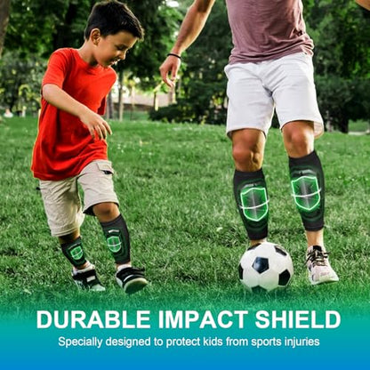 Soccer Shin Guards with Sleeves for Kids Youth Adults Boys Girls - size: X-Small