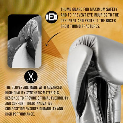 CLETO REYES Training Boxing Gloves with Hook and Loop Closure for Sparring and Heavy Punching Bags, Men and Women, MMA, Kickboxing, Muay Thai - color: Black/Silver, size: 14oz.