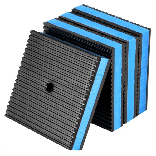 QWORK Heavy-Duty Rubber Anti-Vibration Pads, Pack of 4, 4" x 4" x 7/8" Shock Absorbing Pads