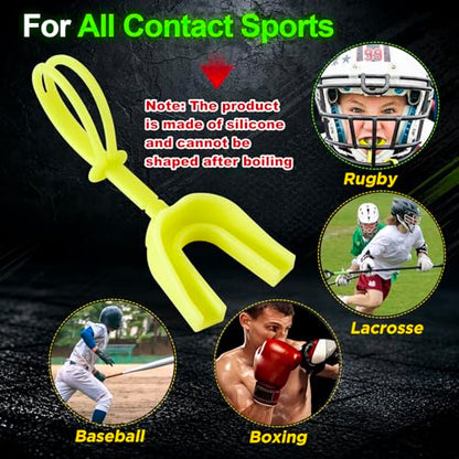 Dunzy 10 Pcs Football Mouth Guard with Strap - color: Glowing Yellow, size: Adult