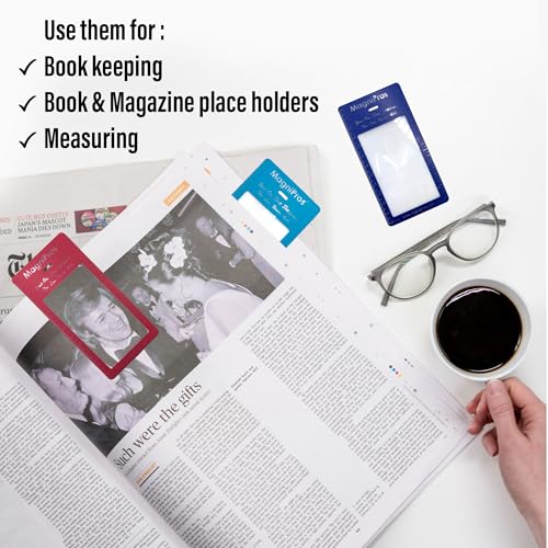 MagniPros Premium 3X (300%) Page Magnifying Fresnel Lens Magnifier 4.5" x 7" with 3 Bookmark Fresnel Lens Magnifiers for Reading Small Prints, Low Vision Aids & Solar Projects