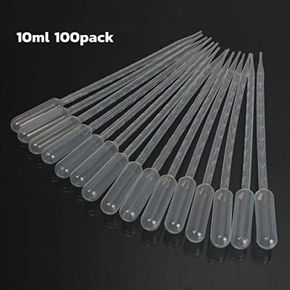 100PCS 10ml Transfer Pipettes Disposable Calibrated Liquid Dropper Plastic Pasteur with Graduated for Science Laboratory