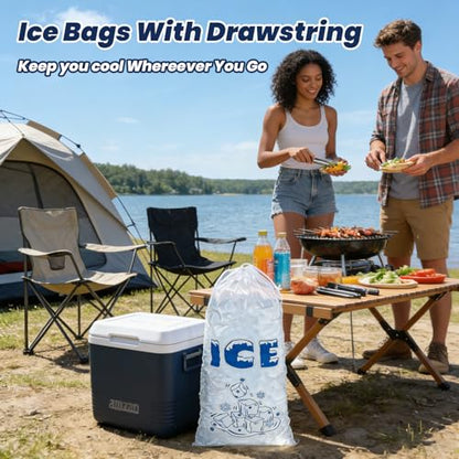 150 Pack Ice Bags 5lb with Drawstring Ice Bags for Ice Machine Thick Plastic Bags for Ice Reusable Ice Storage Bags Portable Heavy-Duty Ice Cub Bags for Freezer, 5LB - style: 5 lb