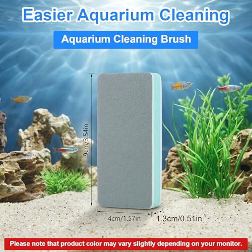 5Pcs Double Sided Aquarium Sponge Brush, Dual-Action Fish Tank Glass Scraper and Sponge for Aquarium Glass, Home Kitchen(Green)