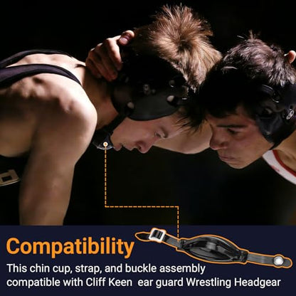 Chin Cup Strap for Wrestling Headgear Compatible with Cliff Keen Head Gear, Adjustable Soft Wrestling Headgear Chin Strap for Adult Youth Replacement Cup Strap Wrestling Assembly - color: Black