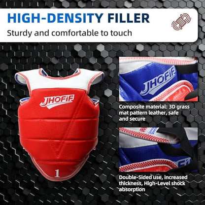 Martial Arts Chest Guard - Boxing Body Protector, Reversible Taekwondo Sparring Gear with Adjustable Straps, High-Density Foam Padding for MMA/Karate Training - size: 2