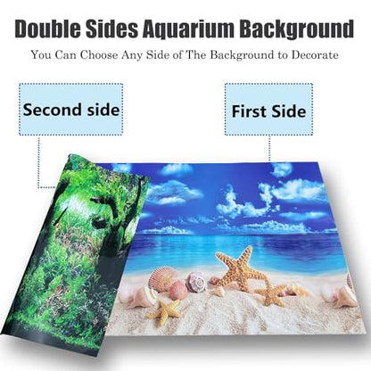 Fish Aquarium Background Poster Beach Fish Backdrop for Aquarium 10 20 Gallon Tank Wallpaper Fish Tank Background Double Sides Fish Tank Stickers