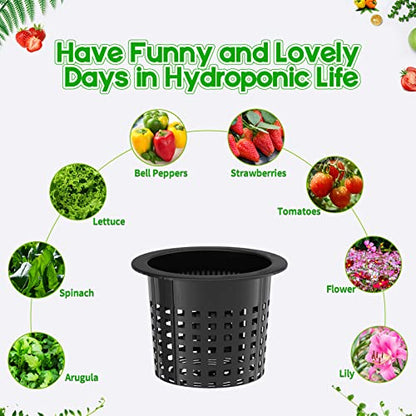 6 Inch Net Cups (12 Pack), Net Pots for Hydroponics, Orchids Mesh Baskets Pots Heavy Duty Hydroponics Supplies with Wide Lip - size: 6 Inch