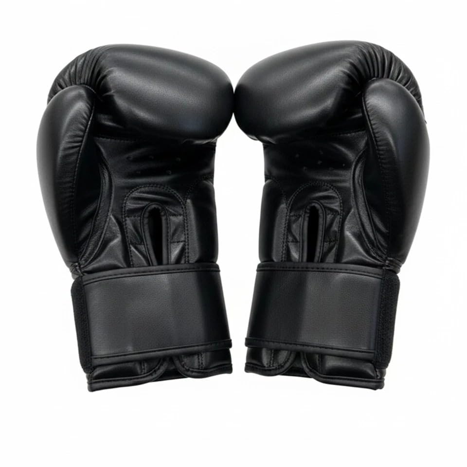 Boxing Gloves for Men, PU Leather MMA Sparring Gloves for Muay Thai & Kickboxing with Wrist Support, Heavy Bag Training - color: Black