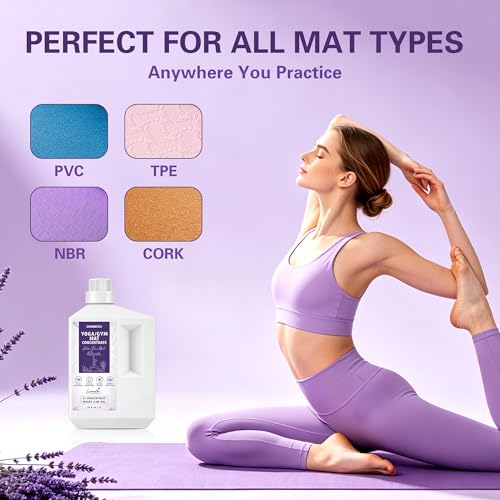 Yoga Mat Cleaner Concentrate Makes 6.86 Gal(1:25) - Removes Sweat & Odor | Powered By Essential Oil, Yoga Mat Cleaner Spray - No Sticky Residue, Plant Based & Safe for All Mats(33.8oz, Lavender) - size: 33.8 Fl Oz (Pack of 1)