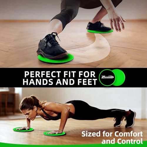 ZILLEEN Exercise Sliders for Working Out Pilates Fitness Discs 2pcs - color: Green