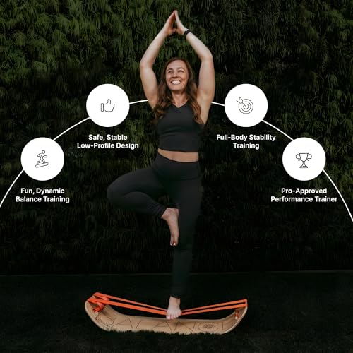 GIBBON SlackBoard, Balance Board Kids & Adults, Slackline Balance Trainer - color: Waves Plus with Stand