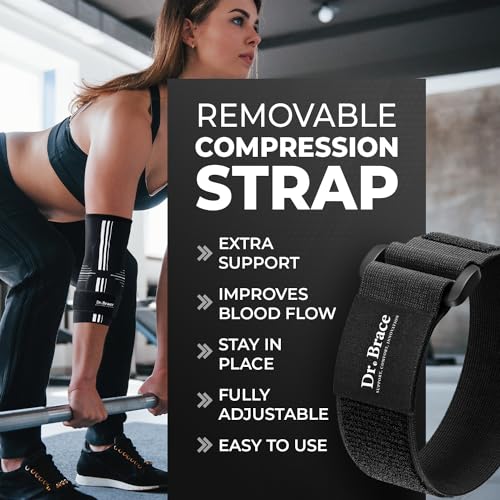 DR. BRACE® Elite Elbow Brace, Breathable Elbow Compression Sleeve - color: A Black-White, size: Medium