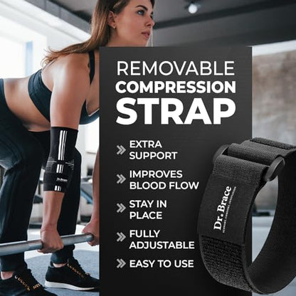 DR. BRACE® Elite Elbow Brace, Breathable Elbow Compression Sleeve - color: A Black-White, size: Medium