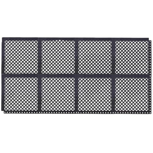 Interlocking Rubber Floor Mats 21”x21” 8 Pack - Open Grid Drainage Tiles, Non-Slip for Deck, Patio, Pool, Garage & Wet Areas