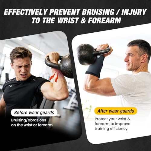 Sylong Kettlebell Wrist & Forearm Guards, 5/16 inch (8mm) Maximum Protection Layer, Effective Shock Absorption Without Restricting Movement (2-pack) - size: L/XL