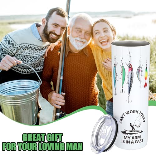 Skylety Father's Day Fishing Gifts Men Fishing Lures Insulated Tumbler Double Walled 20oz Stainless Steel Travel Cup Cold Hot Fisherman Coffee Mug Tumbler for Men Dad Gifts
