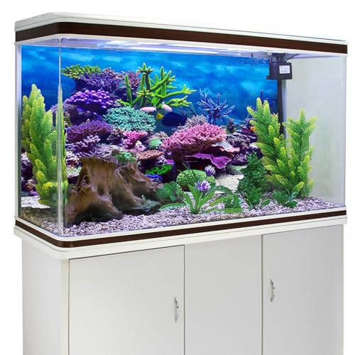 YongFoto Ocean Theme Fish Tank Background 30x12 inch Coral Seaweed Reef Rock Tropical Fish Underwater Sea World Polyester Backdrop Reptile Habitat Terrarium Aquarium Background