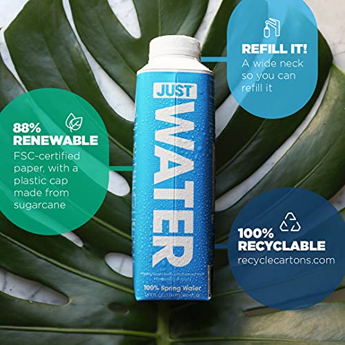 JUST Water - 100% Spring Water, Naturally Alkaline, 8.0 pH - Plant-Based, BPA Free, Sustainable and Fully Recyclable Boxed Water Bottle - Eco-Friendly - 11.2 Fl Oz (Pack of 24) - size: 11.2 Fl Oz (Pack of 24)