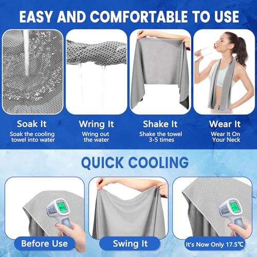 Hosuly 30 Pack Cooling Towels Bulk Microfiber Breathable, Cool Color - color: Cool Color