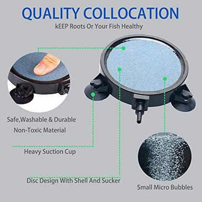 4.2-Inch Air Stone Disc Bubble Diffuser with Suction Cups for Oxygenation in Fresh/Saltwater Tanks, Ponds, Hydroponic, Aquaponics, and as a Decorative Airstone for Aquariums - size: 6 PCS