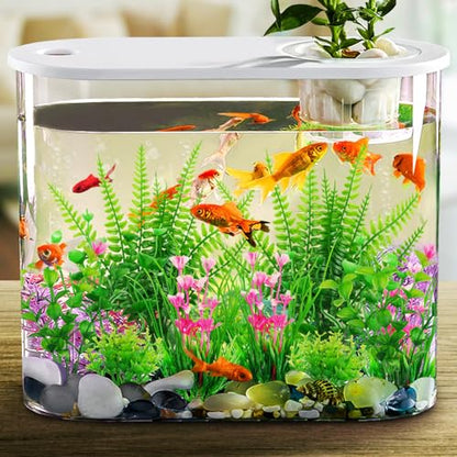 Aquarium Decor, 10pcs Fish Tank Decorations Aquarium Plants, Green Fish Tank Accessories, Mini Fish Tank Plants Plastic Decoration for Aquariums