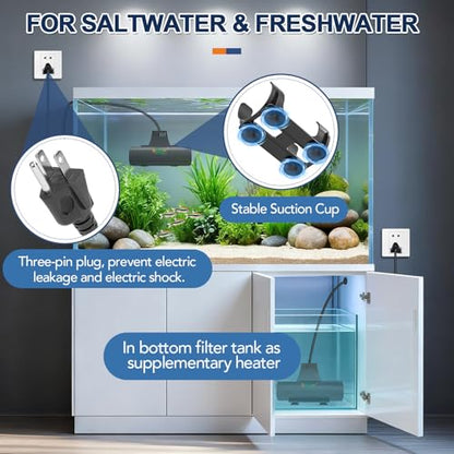 hygger Aquarium Heater with Upgrade Water Circulatio,Submersible Fish Tank Water Heater Digital Display,Auto Temperature Control for Freshwater Saltwater Safety Shut-Off Protection (300W,40~80Gal) - size: 300W,40~80Gal