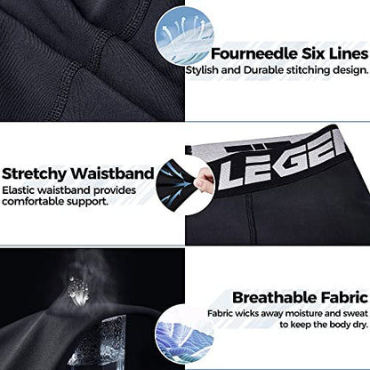 2-Pack Mens Baseball Compression Shorts w/Cup Pocket NO Cup | Straps Protective Athletic Underwear Football Lacrosse - color: Black, size: Medium