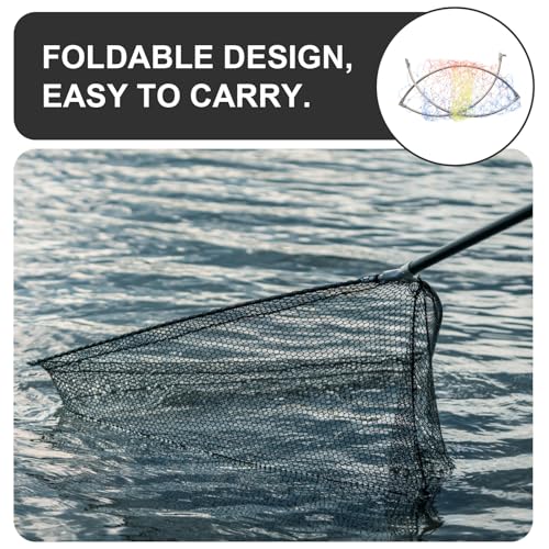 PRETYZOOM Replacement Fishing Net Stainless Steel Mesh Head 40cm Diameter with 8mm Connector, Color Printed Foldable Fish Catching Accessory for Freshwater and Saltwater Anglers