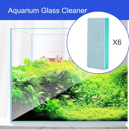 6 Pieces Aquarium Supplies Glass Cleaner Brush 9x4x1.2cm Scrubber Pad Aquarium Glass Cleaning Tool for Fish Turtle Tank