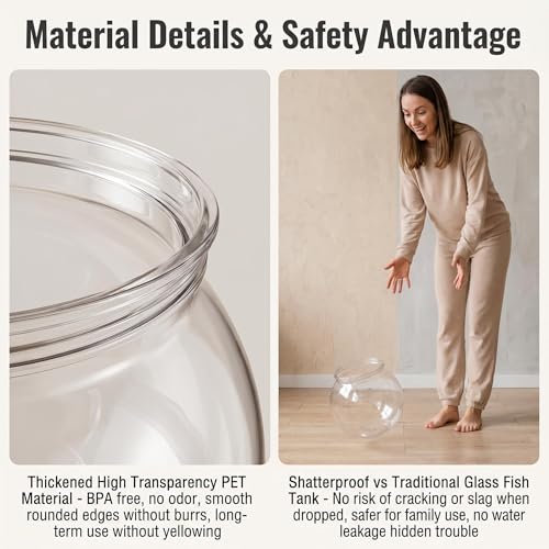 25.36 oz Mini Plastic Fish Bowl Unbreakable Shatterproof Decorative Goldfish Tank Round Vase for Desktop Home Decor Party Centerpieces
