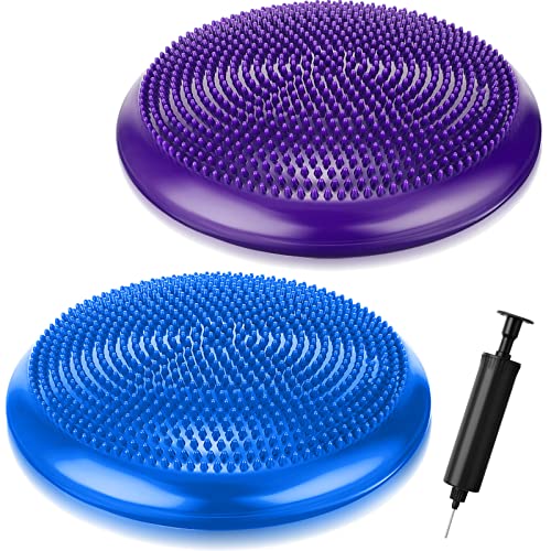 Outus 2 Pcs Balance Disc Kids Inflated Wobble Cushion - color: Blue,Purple