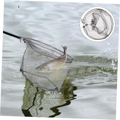 FRCOLOR 4pcs Foldable Fishing Landing Net Replacement, Stainless Steel Deep Round Net Head 40cm, Soft Flexible Trout Netting for Freshwater and Saltwater Anglers