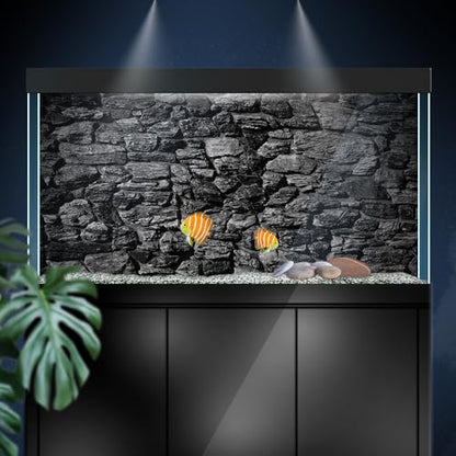 Aquarium Background Stickers - Stone Wall Texture Rock Black - Fish Tank Reptile Terrarium Decor Poster (60 x 30 cm / (23.6 x 11.8 inches)) - size: 60 x 30 cm / (23.6 x 11.8 inches)