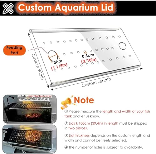 Aquarium Anti-Jump Cover， Frameless Cat Proof Terrarium Hood 8 12 14 16 18 20 inch Customizable(L70xW30cm(27.6x11.8in)) - size: L70xW30cm(27.6x11.8in)