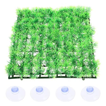Luxshiny Realistic Artificial Grass Aquarium Rug with Thickened Base Simulation Plant Mat for Fish Tanks Reptile Terrariums and Pet Hiding with Suction Cups