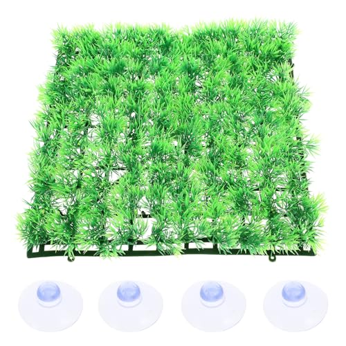 Luxshiny Realistic Artificial Grass Aquarium Rug with Thickened Base Simulation Plant Mat for Fish Tanks Reptile Terrariums and Pet Hiding with Suction Cups