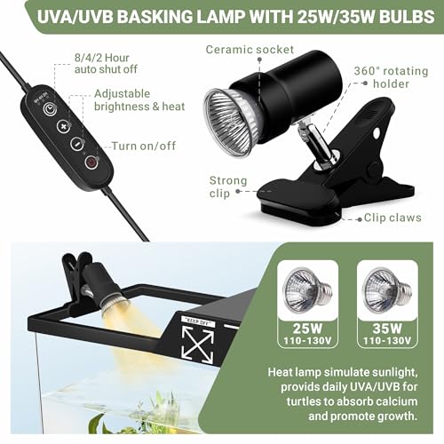 GOZILLA Mini Aquatic Turtle Tank Kit with Adjustable Lamp,PC Turtle Tank Starter Kit,Small Hermit Crab Tanks with Lid, Hanging Platform for Baby Turtles,Crabs,Fish.(11.8×7.24×7.1''/Black Kit) - color: Mini-Black01