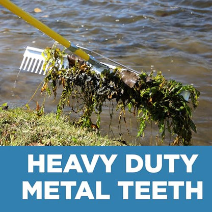 Jenlis Razer Rake Heavy Duty Collapsible Aluminum Lake Rake for Removal of Weeds, Leaves, & Floating Scum, Shoreline & Beach Landscaping Tool